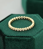 Load image into Gallery viewer, VINTAGE YELLOW GOLD FULL ETERNITY BEZEL SET MILGRAIN MOISSANITE WEDDING BAND FOR WOMEN
