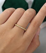 Load image into Gallery viewer, VINTAGE YELLOW GOLD FULL ETERNITY BEZEL SET MILGRAIN MOISSANITE WEDDING BAND FOR WOMEN