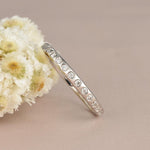 Load image into Gallery viewer, WHITE GOLD BEZEL SETTING STACKING FULL ETERNITY MOISSANITE WEDDING BAND FOR WOMEN