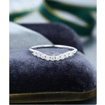 Load image into Gallery viewer, WHITE GOLD CURVED VINTAGE STACKING MATCHING BRIDAL MOISSANITE WEDDING BAND