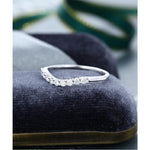 Load image into Gallery viewer, WHITE GOLD CURVED VINTAGE STACKING MATCHING BRIDAL MOISSANITE WEDDING BAND