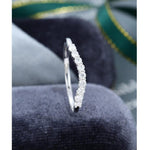 Load image into Gallery viewer, WHITE GOLD CURVED VINTAGE STACKING MATCHING BRIDAL MOISSANITE WEDDING BAND