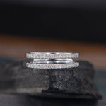 Load image into Gallery viewer, WHITE GOLD HALF ETERNITY STACKING SOLITAIRE ENHANCER MOISSANITE WEDDING BAND