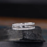 Load image into Gallery viewer, WHITE GOLD HALF ETERNITY STACKING SOLITAIRE ENHANCER MOISSANITE WEDDING BAND
