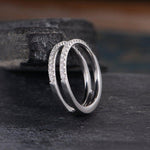 Load image into Gallery viewer, WHITE GOLD HALF ETERNITY STACKING SOLITAIRE ENHANCER MOISSANITE WEDDING BAND