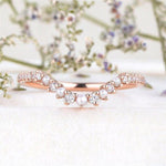 Load image into Gallery viewer, WOMAN CUSTOM MATCHING STACKING PEARL MOISSANITE DIAMOND WEDDING BAND