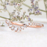 Load image into Gallery viewer, WOMAN CUSTOM MATCHING STACKING PEARL MOISSANITE DIAMOND WEDDING BAND