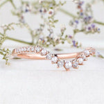 Load image into Gallery viewer, WOMAN CUSTOM MATCHING STACKING PEARL MOISSANITE DIAMOND WEDDING BAND