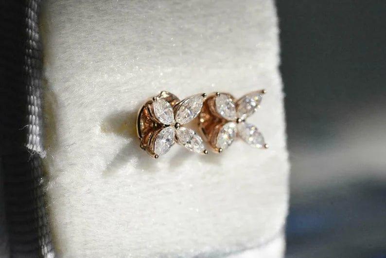 1.00 TCW MARQUISE CUT 4 STONE MOISSANITE STUD EARRING