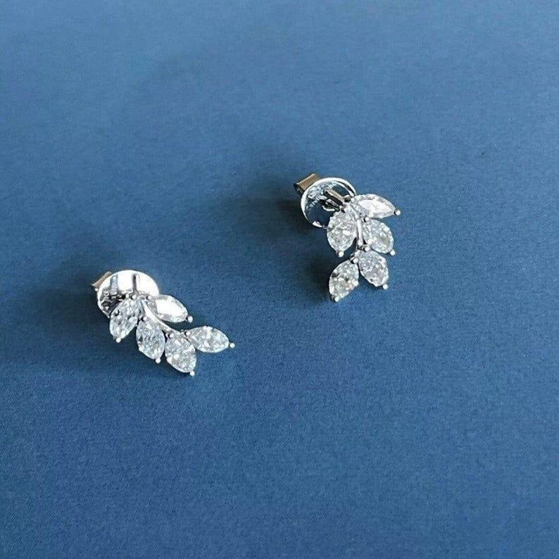 1.00 TCW MARQUISE CUT LEAF DESIGN MOISSANITE STUD EARRING