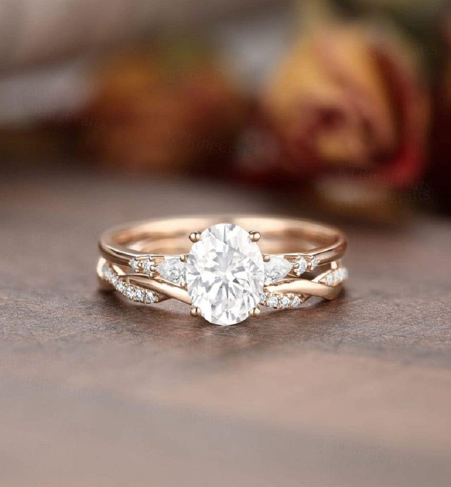 1.50CT OVAL CUT ROSE GOLD WEDDING RING WITH STACKING RING SET