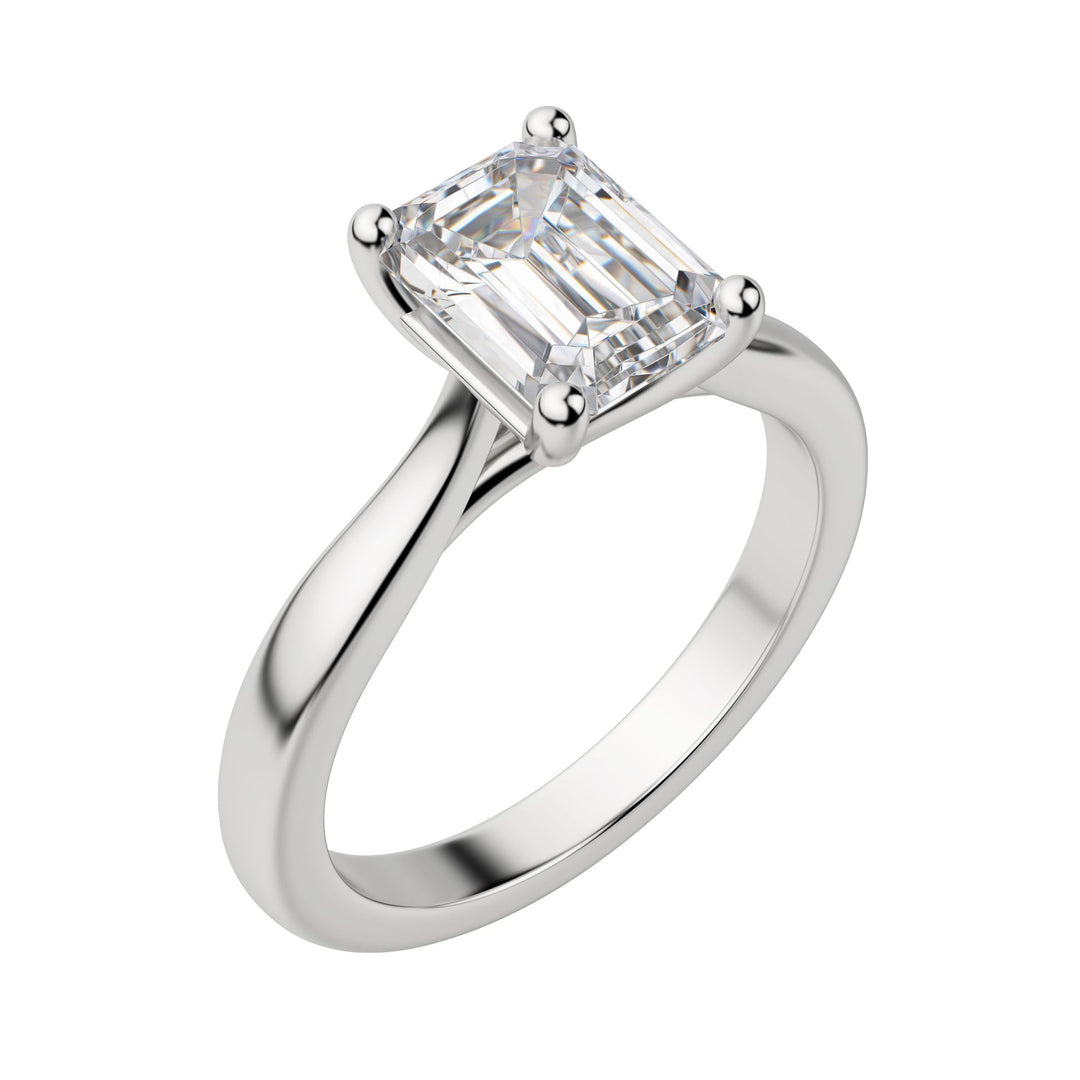 HARP EMERALD CUT MOISSANITE ENGAGEMENT RING