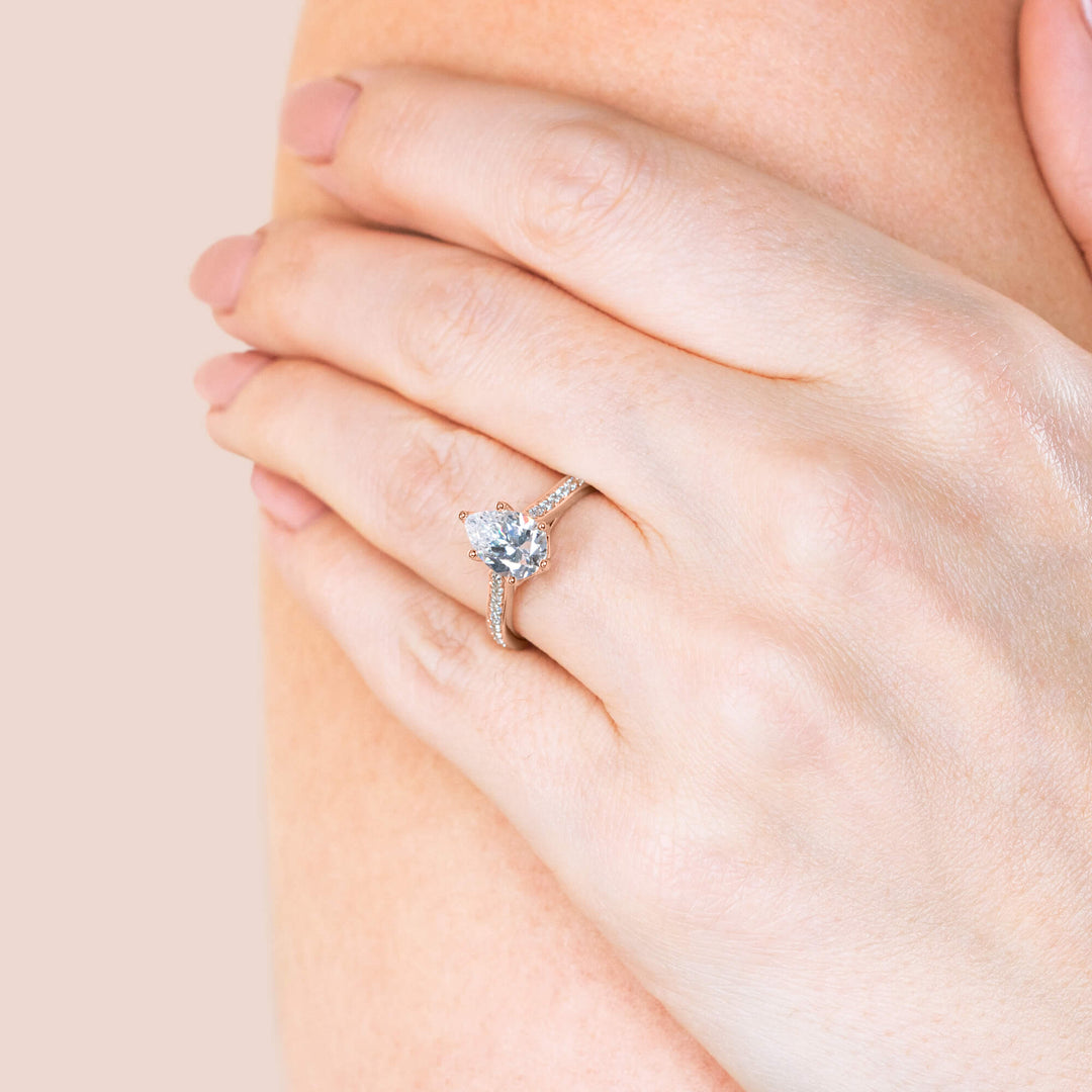 EDIT ACCENTED PEAR CUT MOISSANITE ENGAGEMENT RING