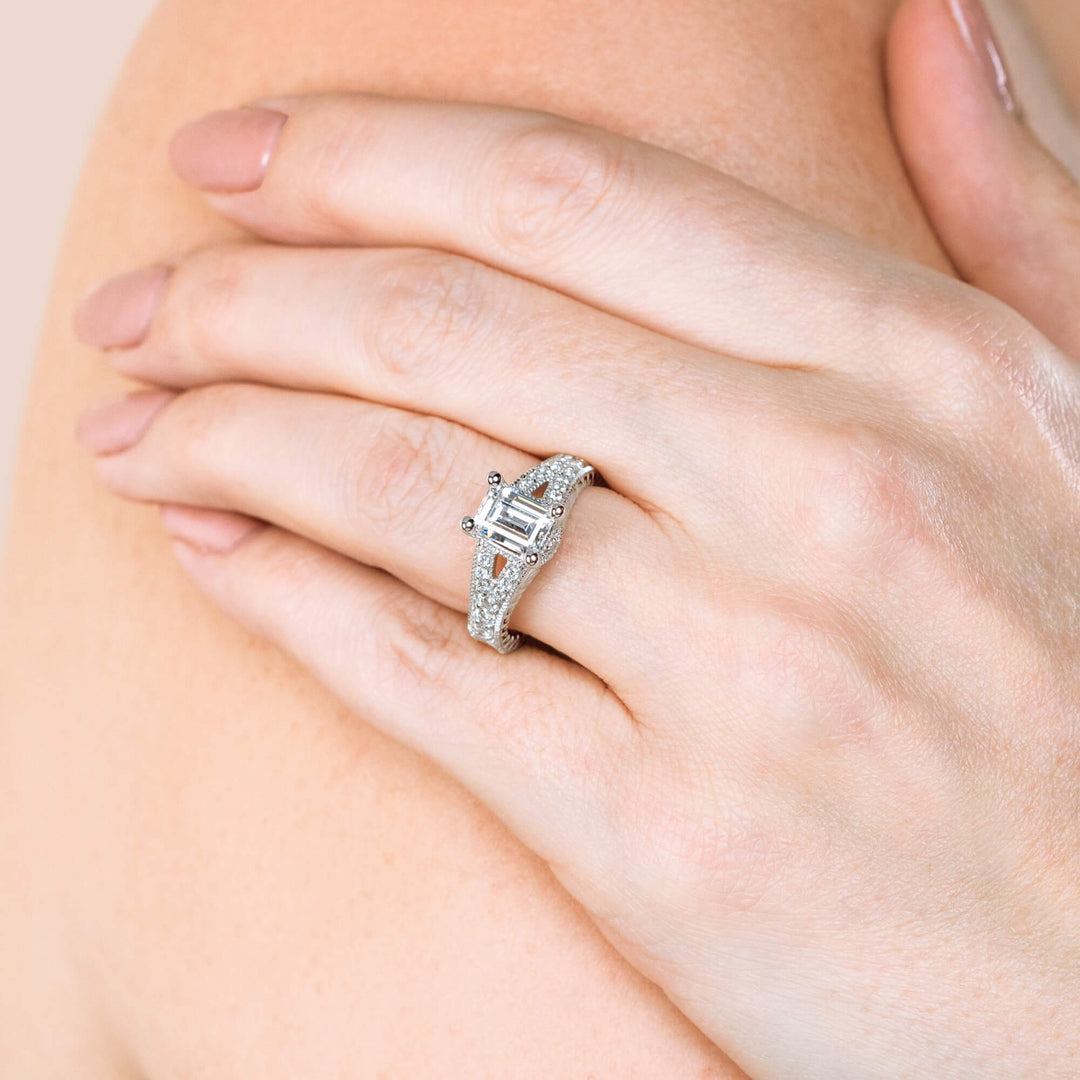 LUXE EMERALD CUT MOISSANITE ENGAGEMENT RING