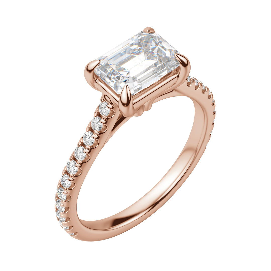 EDGY ACCENTED EMERALD CUT MOISSANITE ENGAGEMENT RING