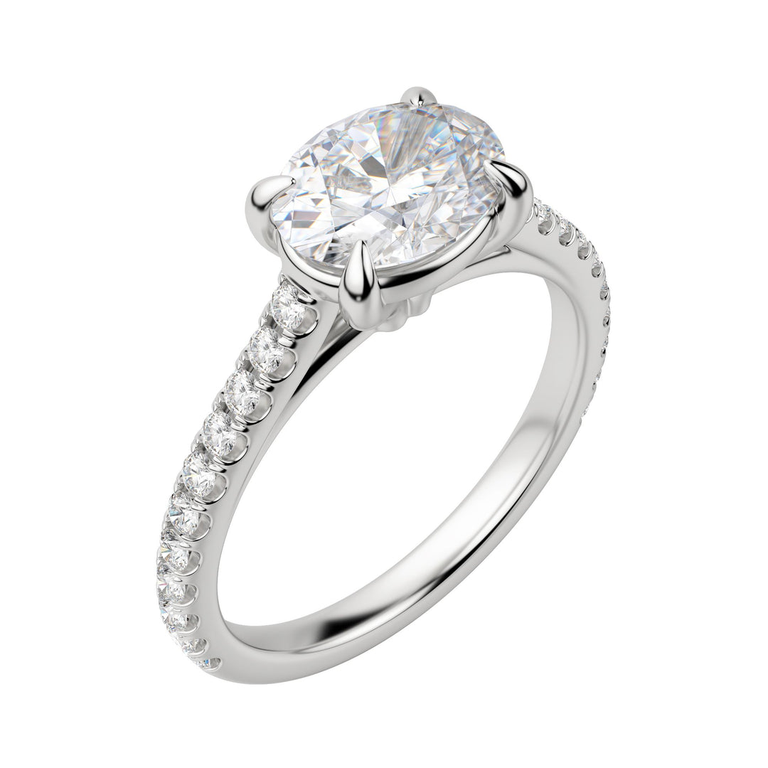 EDGY ACCENTED OVAL CUT MOISSANITE ENGAGEMENT RING