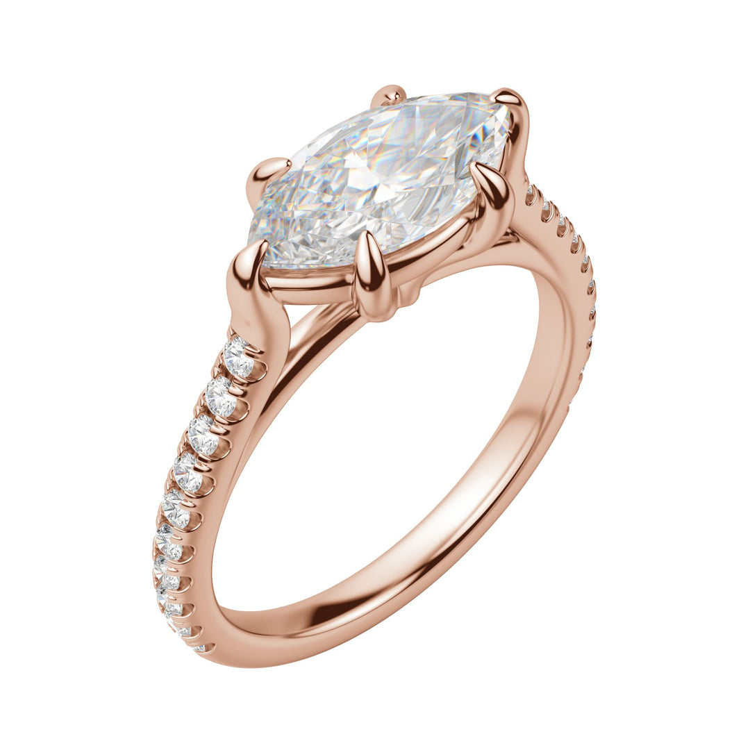 EDGY ACCENTED MARQUISE CUT MOISSANITE ENGAGEMENT RING