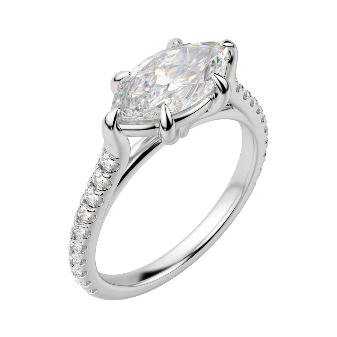 EDGY ACCENTED MARQUISE CUT MOISSANITE ENGAGEMENT RING