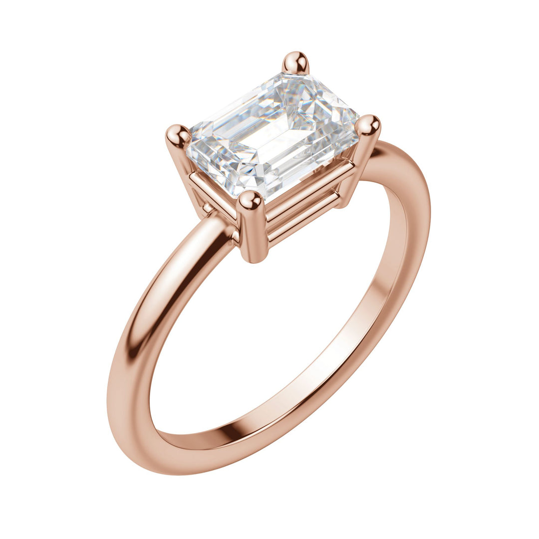 EDGY BASKET CLASSIC EMERALD CUT MOISSANITE ENGAGEMENT RING