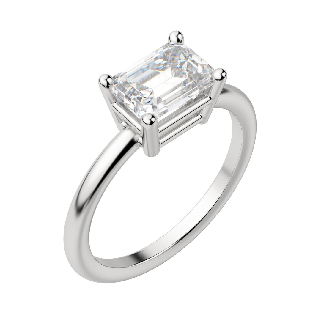 EDGY BASKET CLASSIC EMERALD CUT MOISSANITE ENGAGEMENT RING