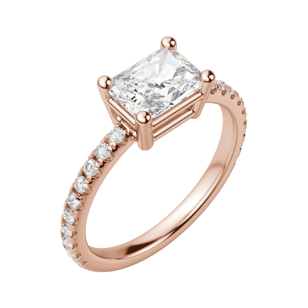 EDGY BASKET ACCENTED RADIANT CUT MOISSANITE ENGAGEMENT RING