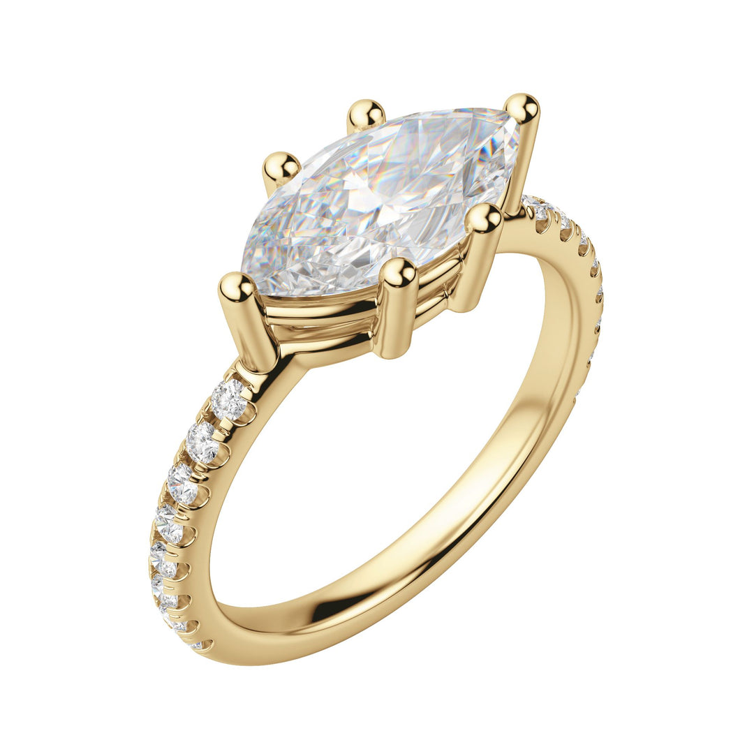 EDGY BASKET ACCENTED MARQUISE CUT ENGAGEMENT RING