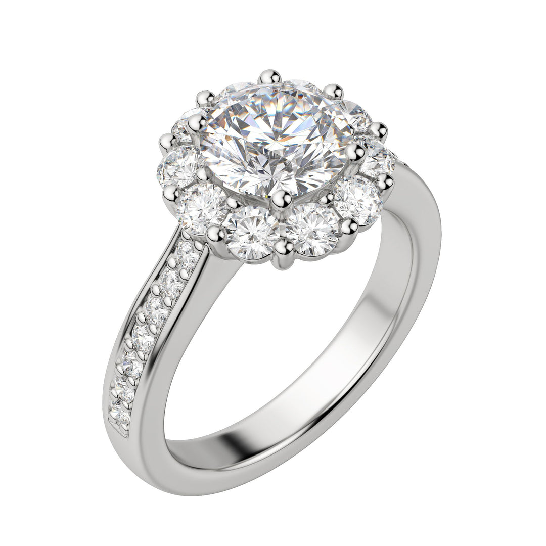 FAUN ACCENTED ROUND CUT MOISSANITE ENGAGEMENT RING