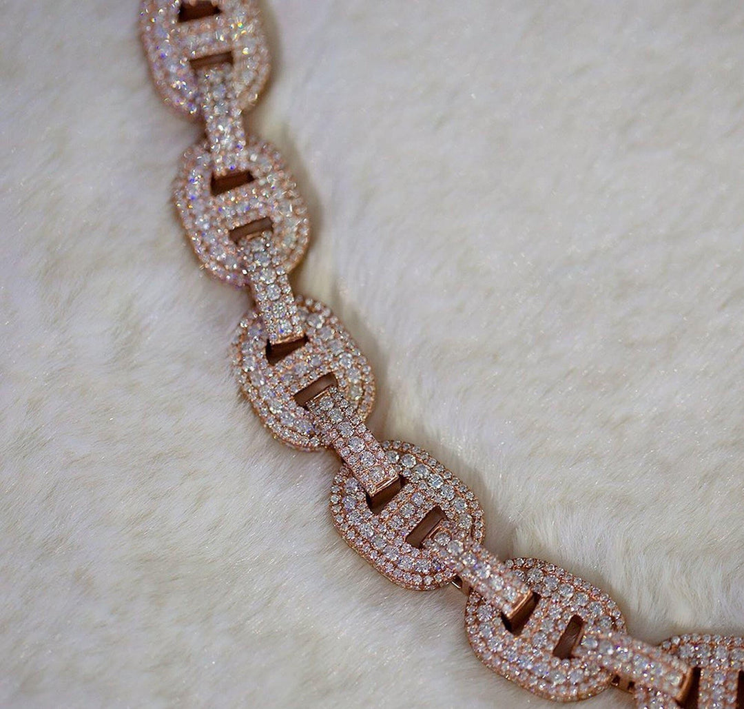 14 MM 20 INCHES VVS ROUND MOISSANITE DIAMOND CUBAN LINK CHAIN S925 RAPPER CHAIN