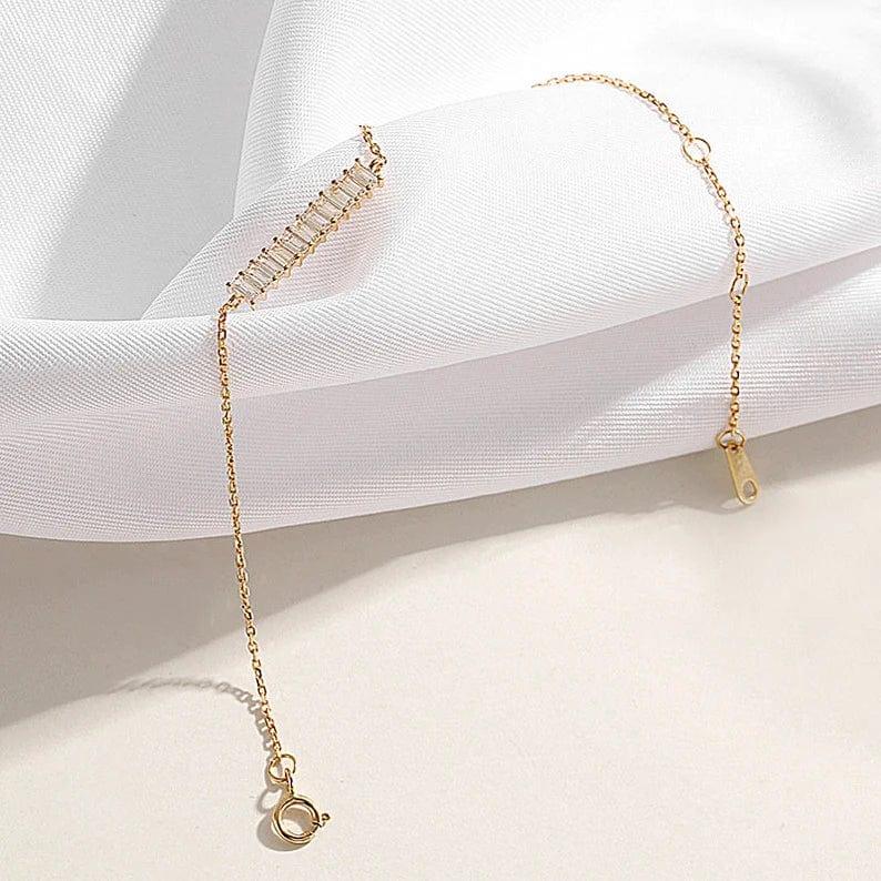 14K GOLD BAGUETTE SET BAR BRACELET