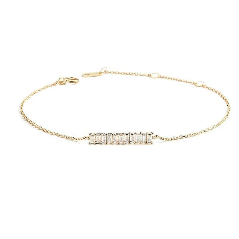 14K GOLD BAGUETTE SET BAR BRACELET