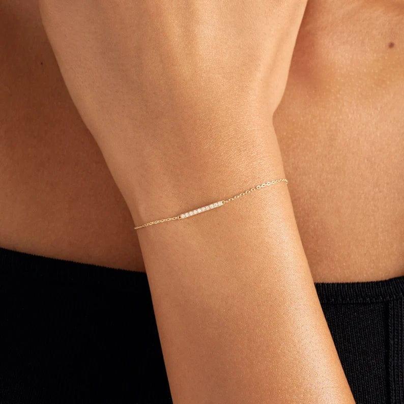 14K GOLD DAINTY BAR BRACELET