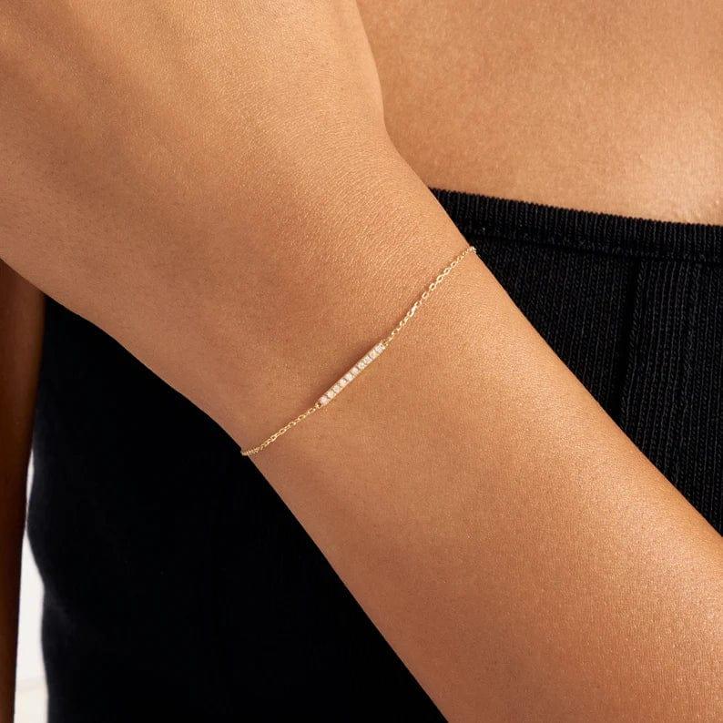 14K GOLD DAINTY BAR BRACELET