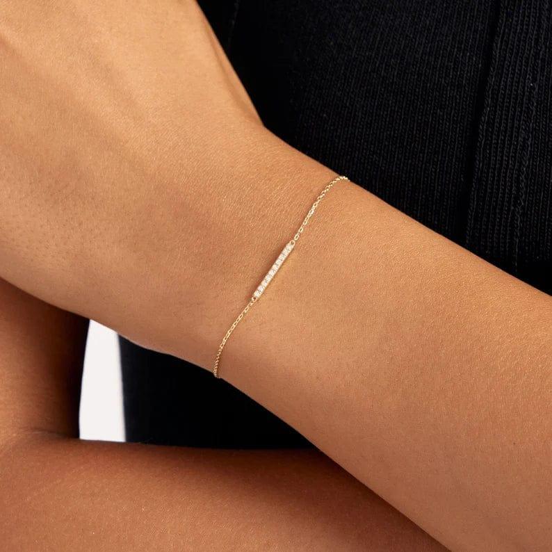 14K GOLD DAINTY BAR BRACELET