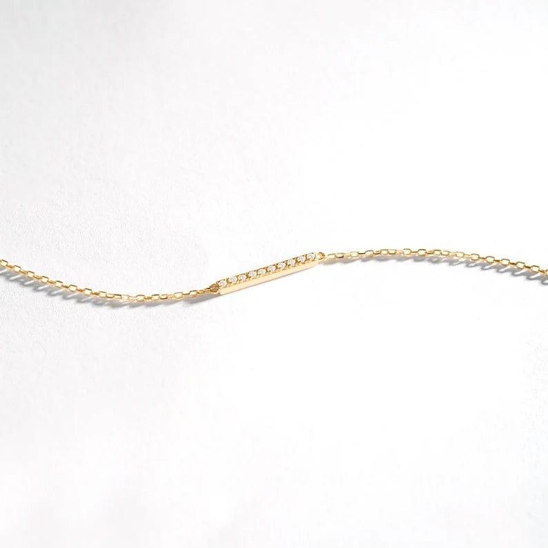 14K GOLD DAINTY BAR BRACELET