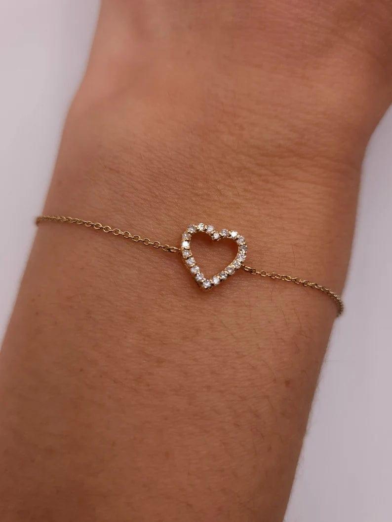 14K GOLD DELICATE HEART BRACELET