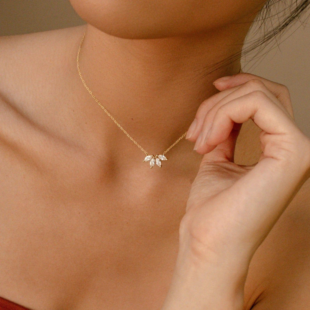 14K GOLD MARQUISE SHAPED MOISSANITE DIAMOND NECKLACE