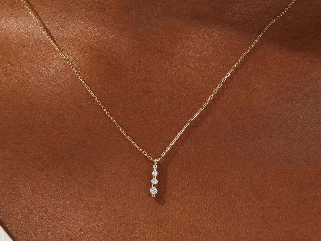 14K GOLD MOISSANITE DIAMONDS DROP STYLE NECKLACE