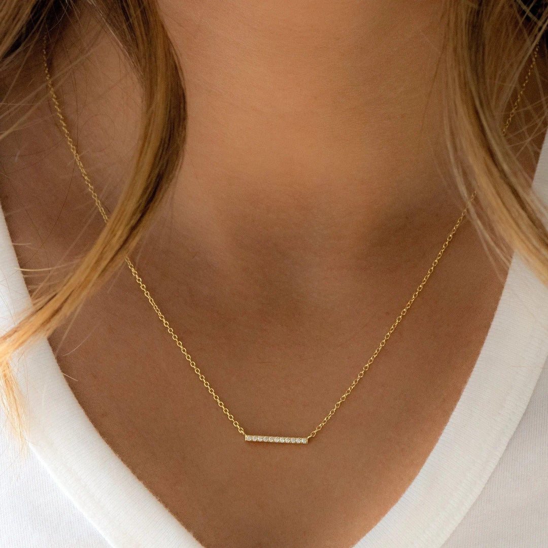 14K GOLD ROUND DIAMOND HORIZONTAL NECKLACE