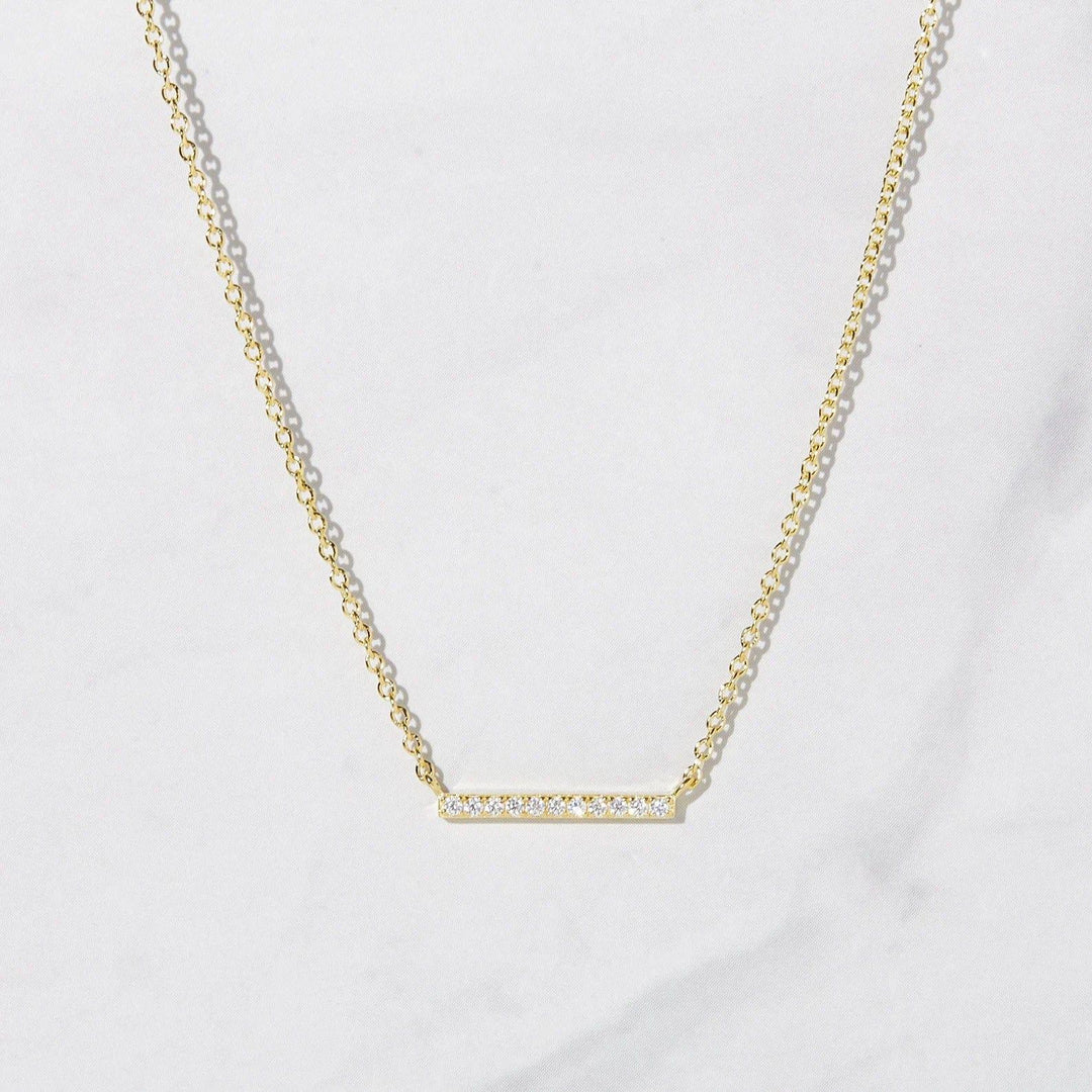 14K GOLD ROUND DIAMOND HORIZONTAL NECKLACE