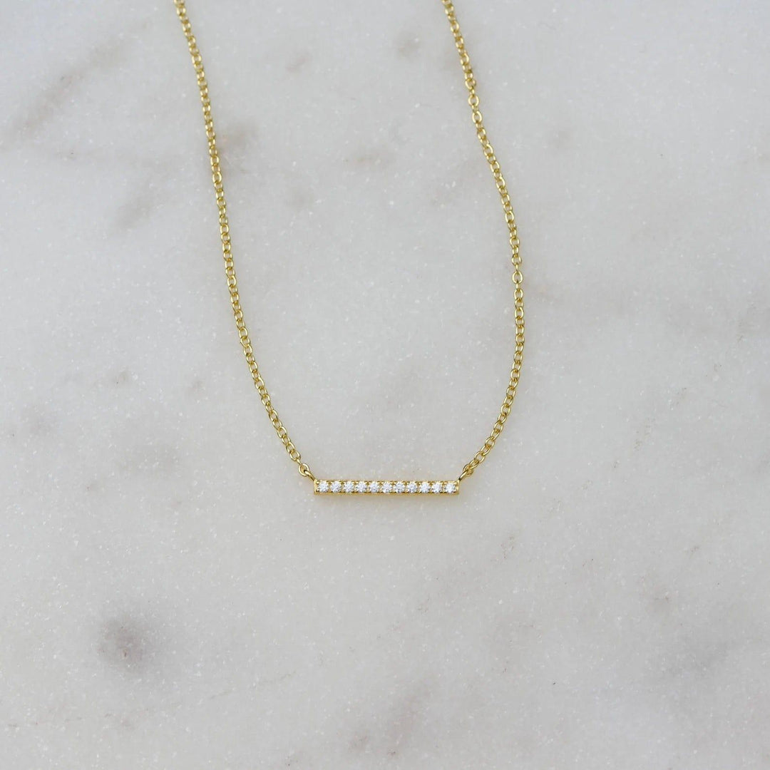 14K GOLD ROUND DIAMOND HORIZONTAL NECKLACE