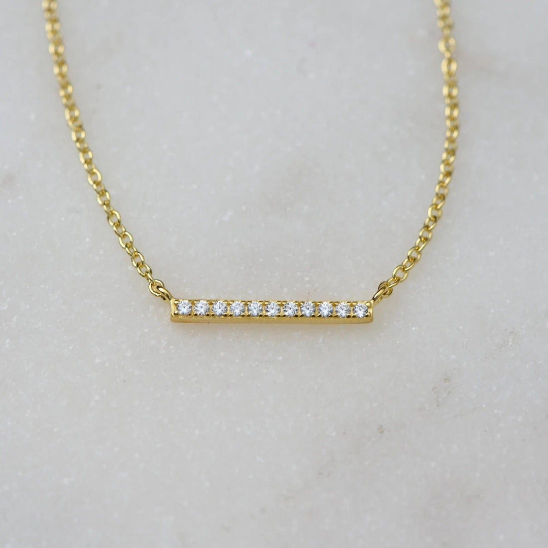 14K GOLD ROUND DIAMOND HORIZONTAL NECKLACE