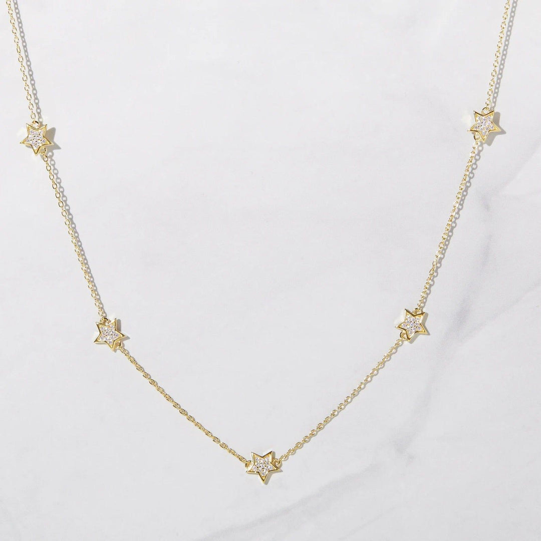 14K GOLD STAR ROUND SHAPED MOISSANITE DIAMOND BY YARD NECKLACE