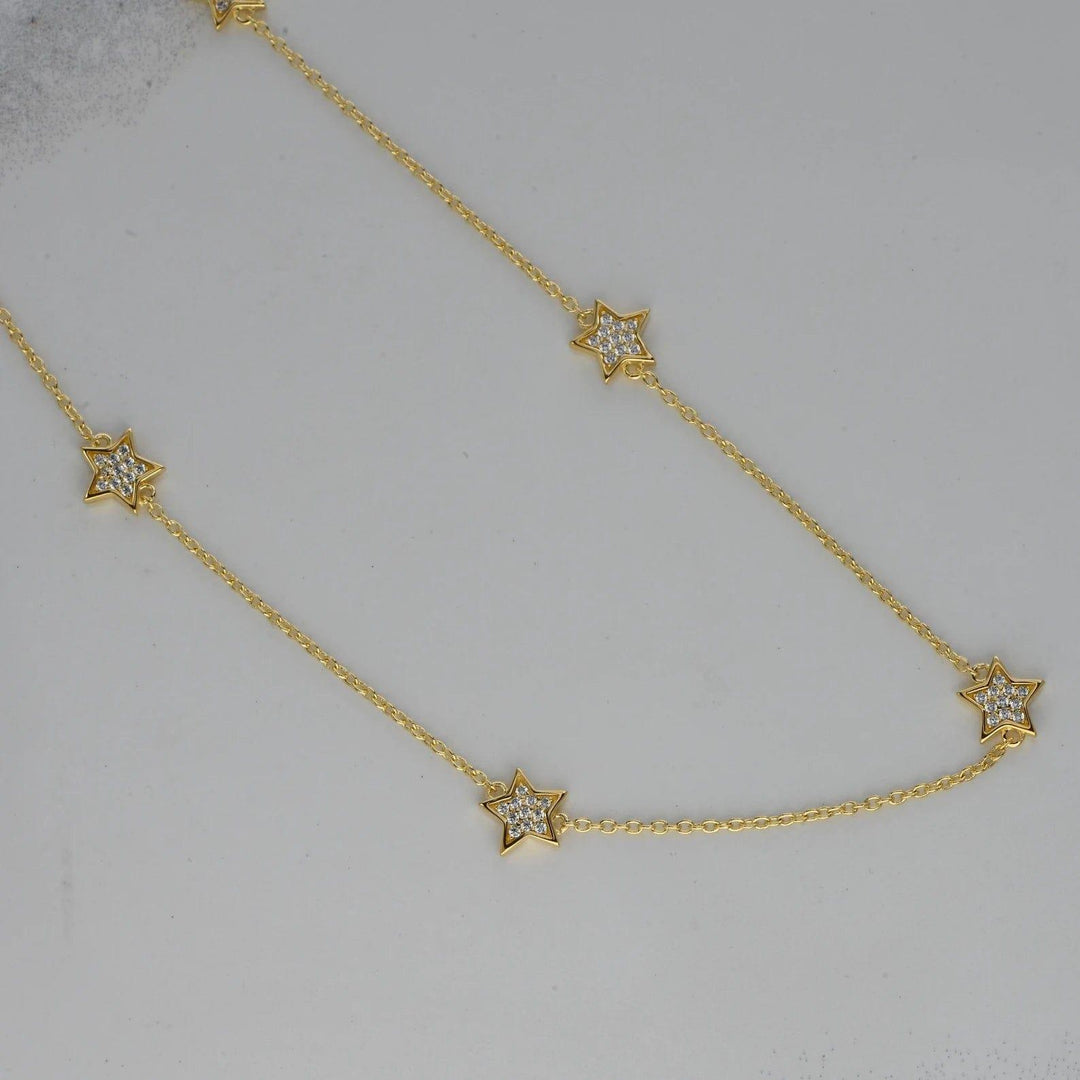 14K GOLD STAR ROUND SHAPED MOISSANITE DIAMOND BY YARD NECKLACE