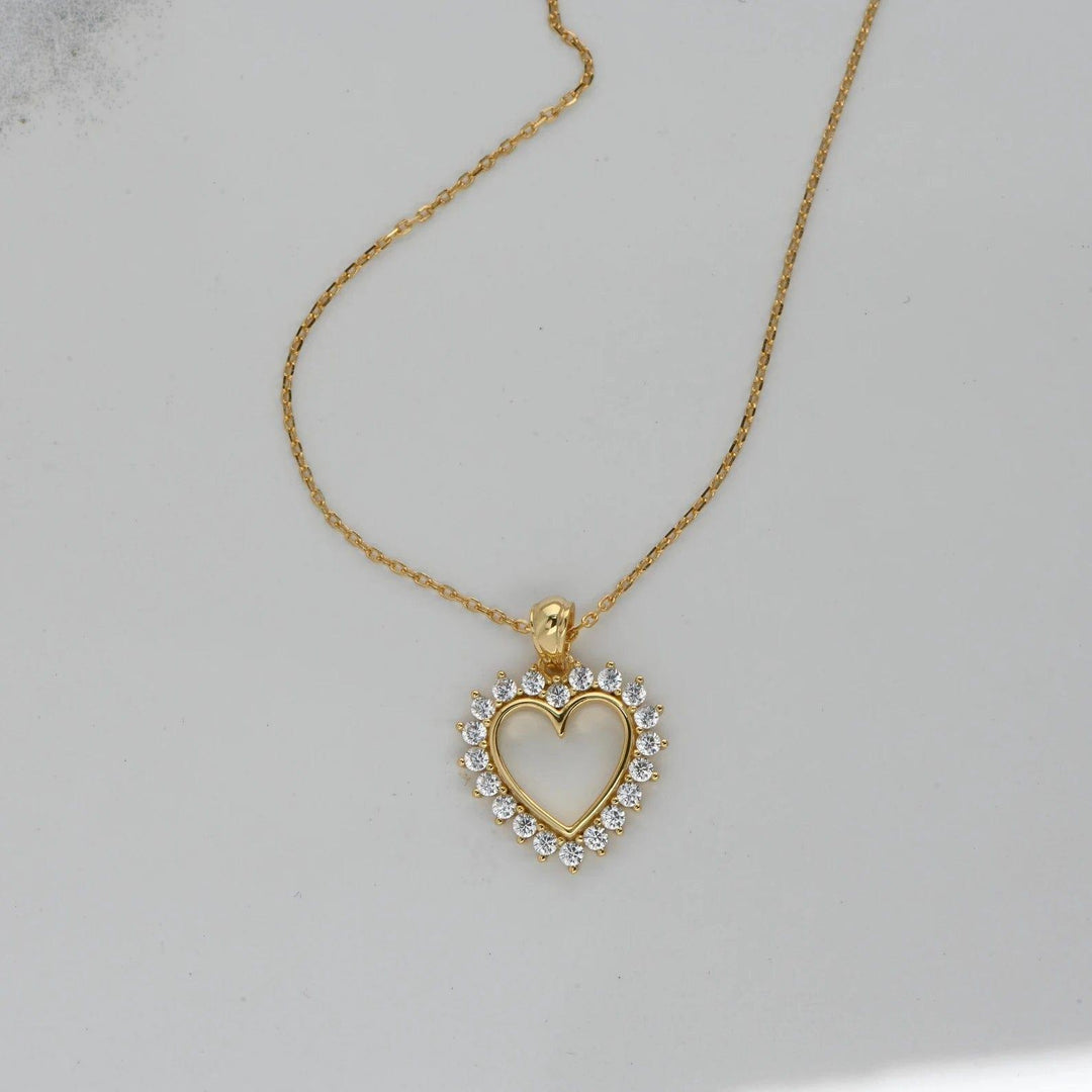 14K GOLD SUPER HEART MOISSANITE DIAMOND LAYERING NECKLACE