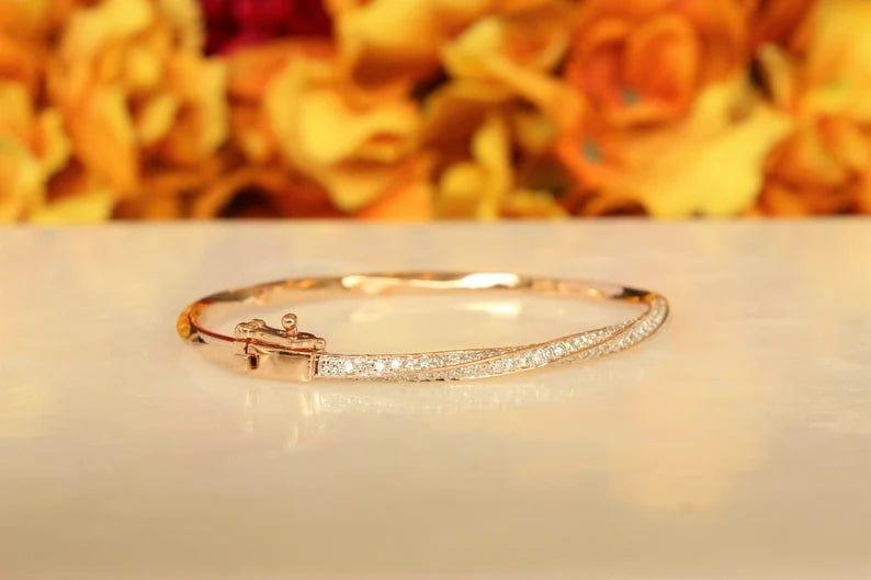 14K GOLD TWISTED FINEST ANNIVERSARY BANGLE BRACELET