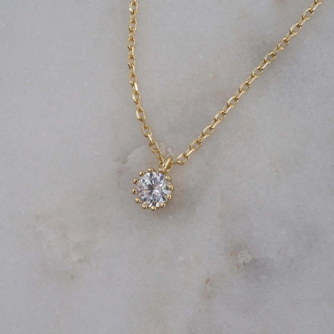 14K ROUND CUT MOISSANITE DIAMOND SOLITAIRE PENDANT NECKLACE