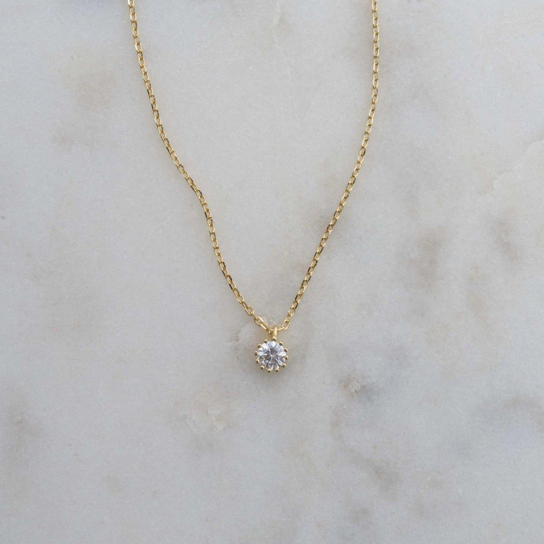 14K ROUND CUT MOISSANITE DIAMOND SOLITAIRE PENDANT NECKLACE