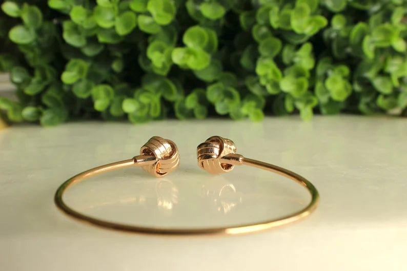 14K SOLID GOLD BOW KNOT CUFF BANGLE BRACELET