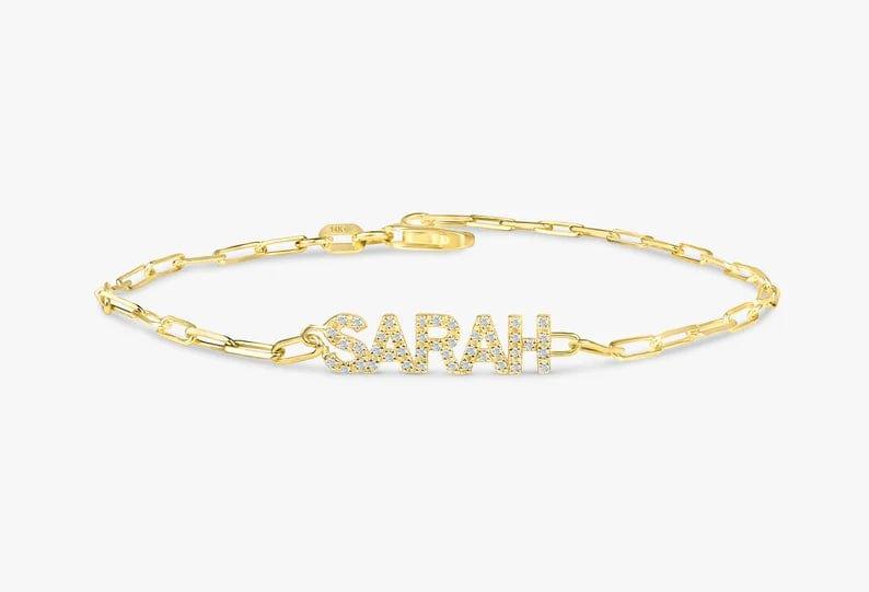 14K SOLID GOLD LINKING CUSTOM NAME BRACELET