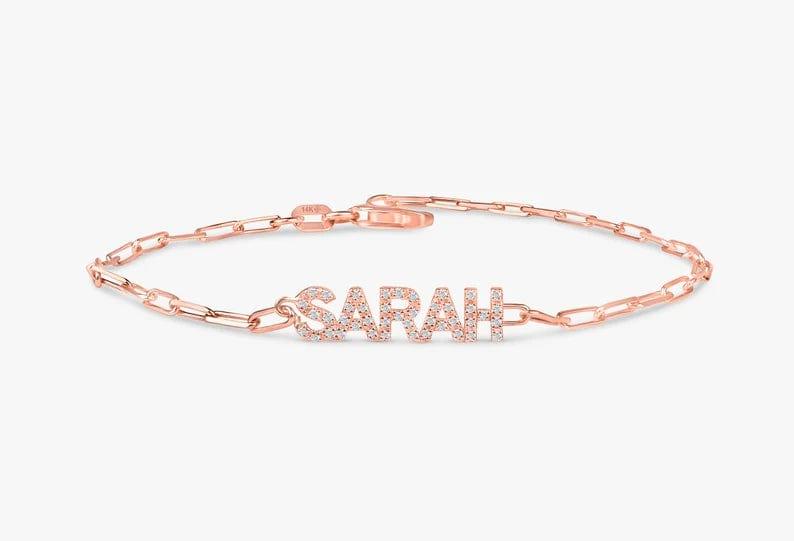 14K SOLID GOLD LINKING CUSTOM NAME BRACELET